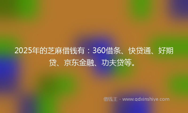 2025年的芝麻借钱有：360借条、快贷通、好期贷、京东金融、功夫贷等。