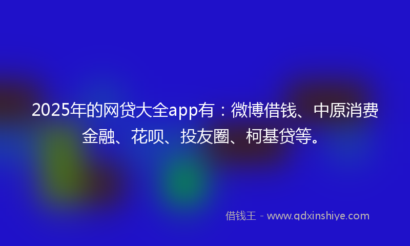 2025年的网贷大全app有：微博借钱、中原消费金融、花呗、投友圈、柯基贷等。