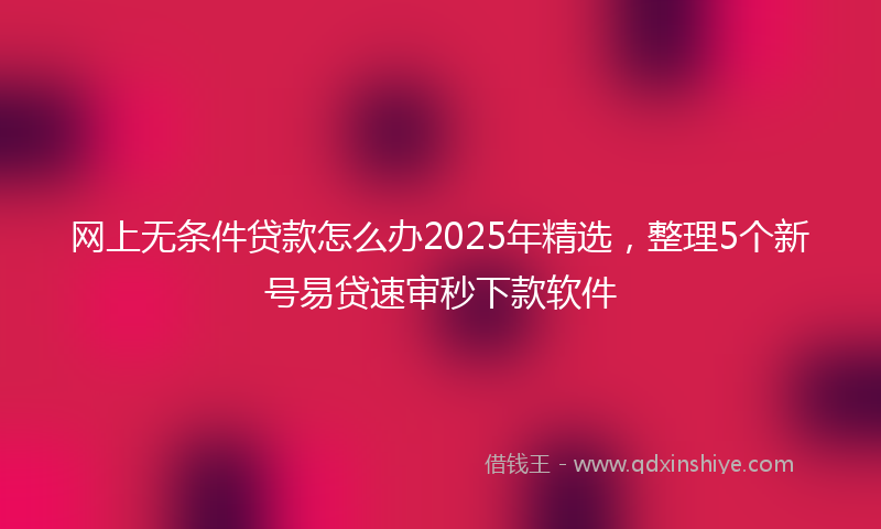 网上无条件贷款怎么办2025年精选，整理5个新号易贷速审秒下款软件