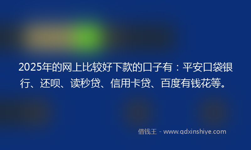 2025年的网上比较好下款的口子有：平安口袋银行、还呗、读秒贷、信用卡贷、百度有钱花等。