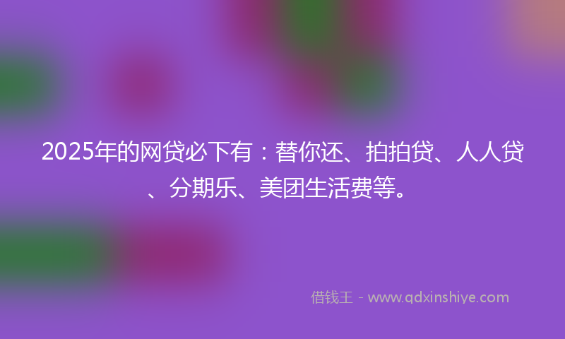2025年的网贷必下有：替你还、拍拍贷、人人贷、分期乐、美团生活费等。