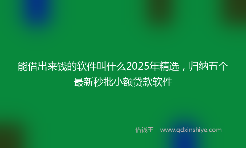 能借出来钱的软件叫什么2025年精选，归纳五个最新秒批小额贷款软件
