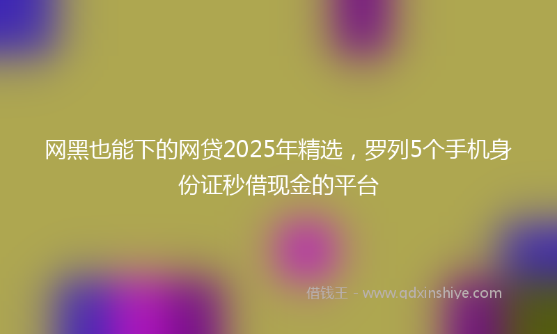 网黑也能下的网贷2025年精选，罗列5个手机身份证秒借现金的平台