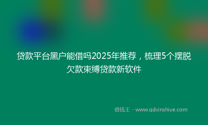 贷款平台黑户能借吗2025年推荐，梳理5个摆脱欠款束缚贷款新软件