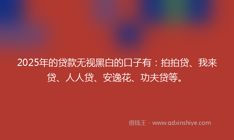 2025年的贷款无视黑白的口子有：拍拍贷、我来贷、人人贷、安逸花、功夫贷等。