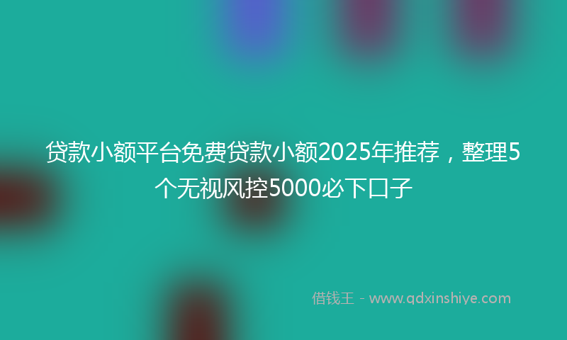 贷款小额平台免费贷款小额2025年推荐，整理5个无视风控5000必下口子