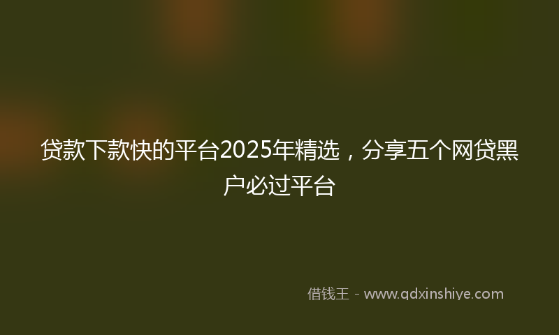 贷款下款快的平台2025年精选，分享五个网贷黑户必过平台