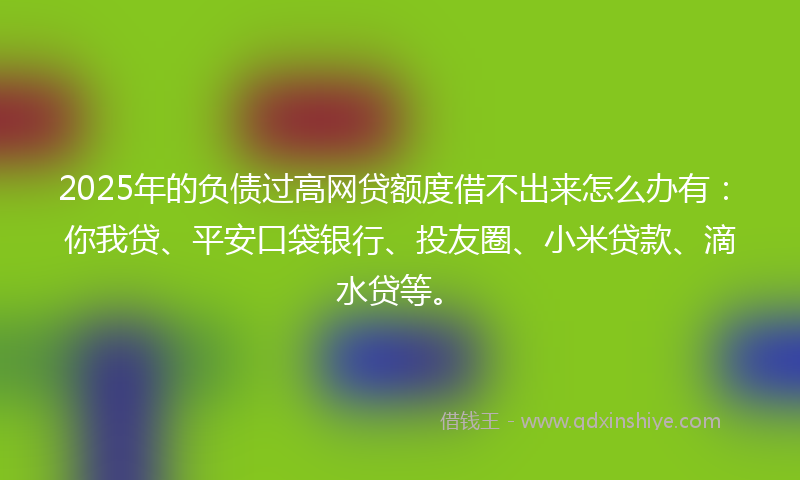 2025年的负债过高网贷额度借不出来怎么办有：你我贷、平安口袋银行、投友圈、小米贷款、滴水贷等。