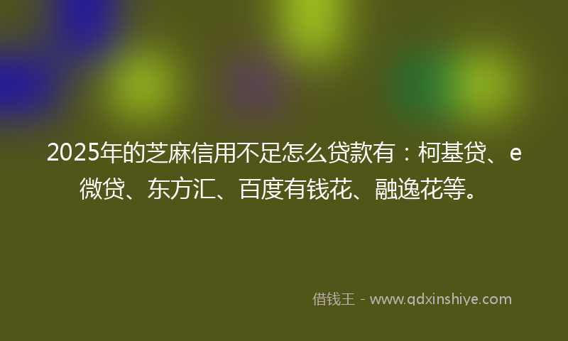 2025年的芝麻信用不足怎么贷款有：柯基贷、e微贷、东方汇、百度有钱花、融逸花等。