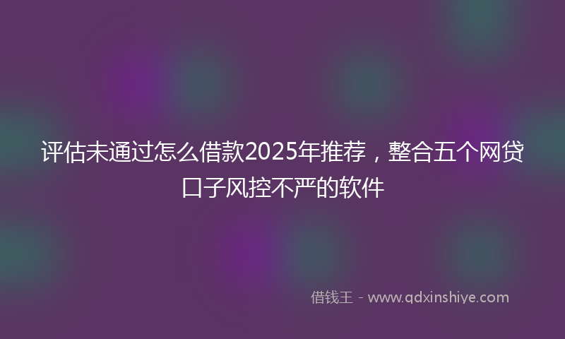 评估未通过怎么借款2025年推荐，整合五个网贷口子风控不严的软件