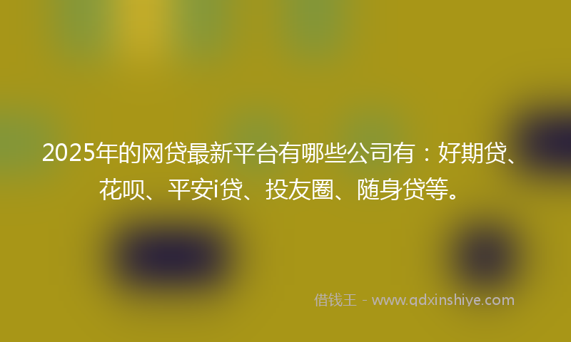 2025年的网贷最新平台有哪些公司有：好期贷、花呗、平安i贷、投友圈、随身贷等。