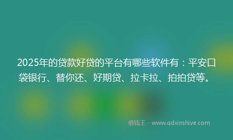 2025年的贷款好贷的平台有哪些软件有：平安口袋银行、替你还、好期贷、拉卡拉、拍拍贷等。
