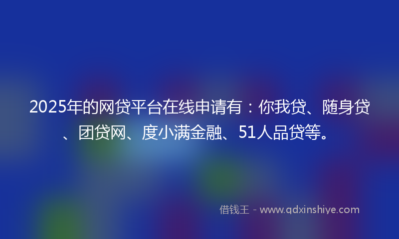 2025年的网贷平台在线申请有：你我贷、随身贷、团贷网、度小满金融、51人品贷等。