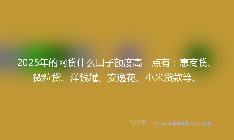 2025年的网贷什么口子额度高一点有：惠商贷、微粒贷、洋钱罐、安逸花、小米贷款等。