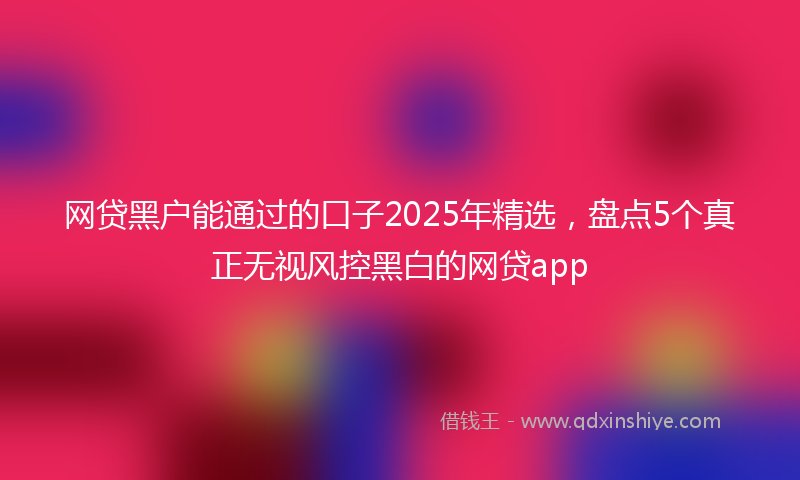 网贷黑户能通过的口子2025年精选，盘点5个真正无视风控黑白的网贷app
