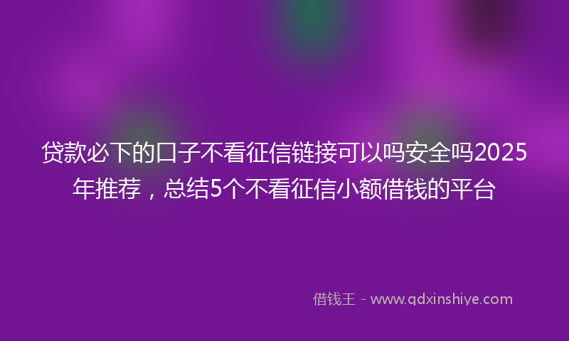 贷款必下的口子不看征信链接可以吗安全吗2025年推荐，总结5个不看征信小额借钱的平台