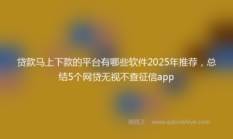 贷款马上下款的平台有哪些软件2025年推荐，总结5个网贷无视不查征信app
