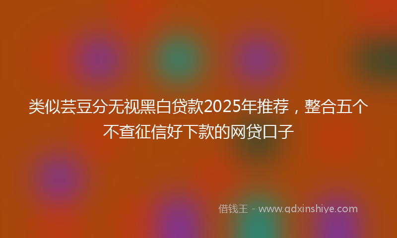 类似芸豆分无视黑白贷款2025年推荐，整合五个不查征信好下款的网贷口子