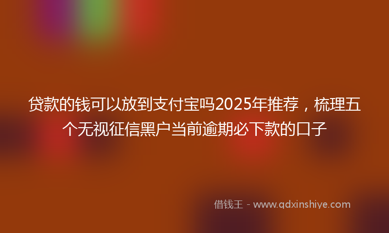 贷款的钱可以放到支付宝吗2025年推荐，梳理五个无视征信黑户当前逾期必下款的口子