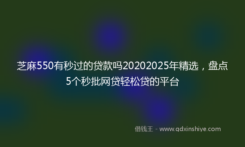 芝麻550有秒过的贷款吗20202025年精选，盘点5个秒批网贷轻松贷的平台