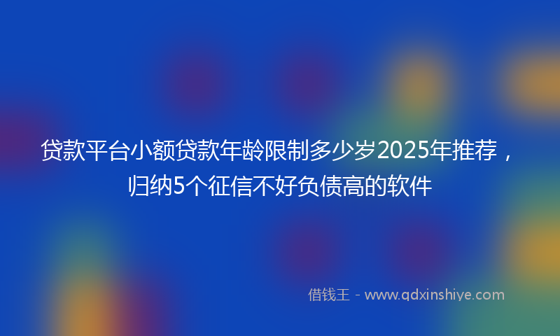 贷款平台小额贷款年龄限制多少岁2025年推荐，归纳5个征信不好负债高的软件