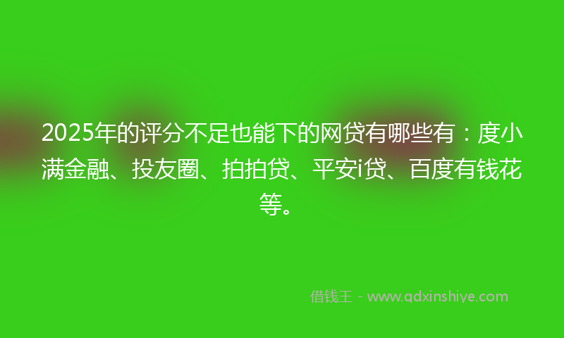 2025年的评分不足也能下的网贷有哪些有：度小满金融、投友圈、拍拍贷、平安i贷、百度有钱花等。