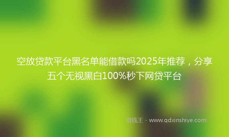 空放贷款平台黑名单能借款吗2025年推荐，分享五个无视黑白100%秒下网贷平台