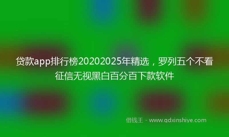 贷款app排行榜20202025年精选，罗列五个不看征信无视黑白百分百下款软件