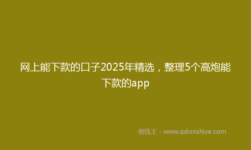 网上能下款的口子2025年精选，整理5个高炮能下款的app
