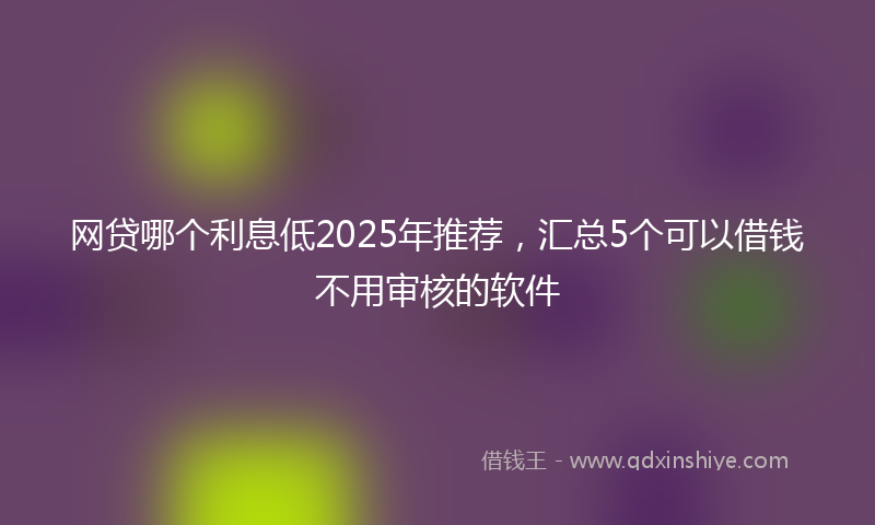 网贷哪个利息低2025年推荐，汇总5个可以借钱不用审核的软件