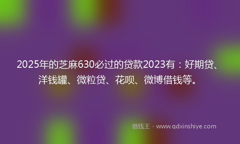 2025年的芝麻630必过的贷款2023有：好期贷、洋钱罐、微粒贷、花呗、微博借钱等。