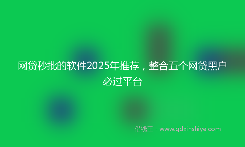 网贷秒批的软件2025年推荐，整合五个网贷黑户必过平台