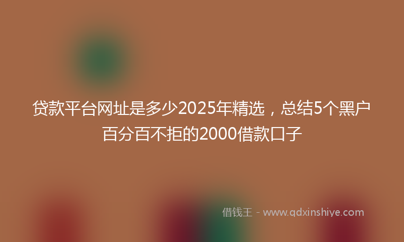 贷款平台网址是多少2025年精选，总结5个黑户百分百不拒的2000借款口子
