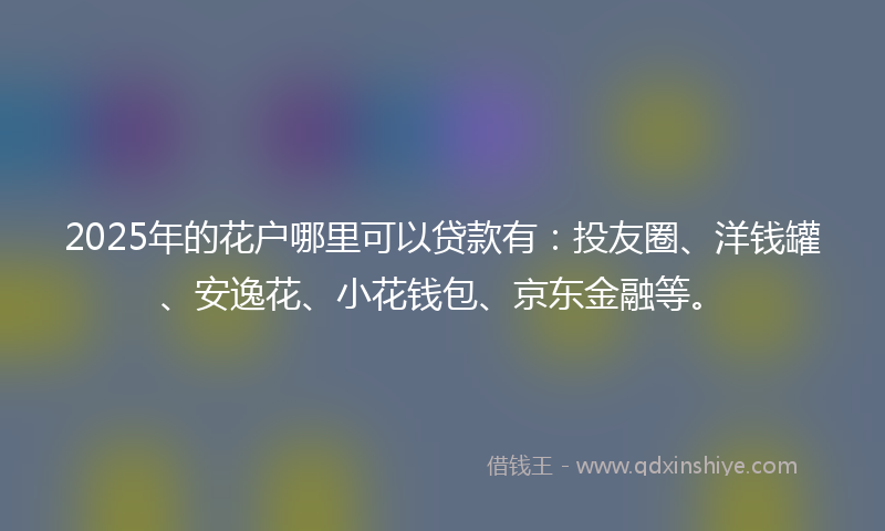 2025年的花户哪里可以贷款有：投友圈、洋钱罐、安逸花、小花钱包、京东金融等。