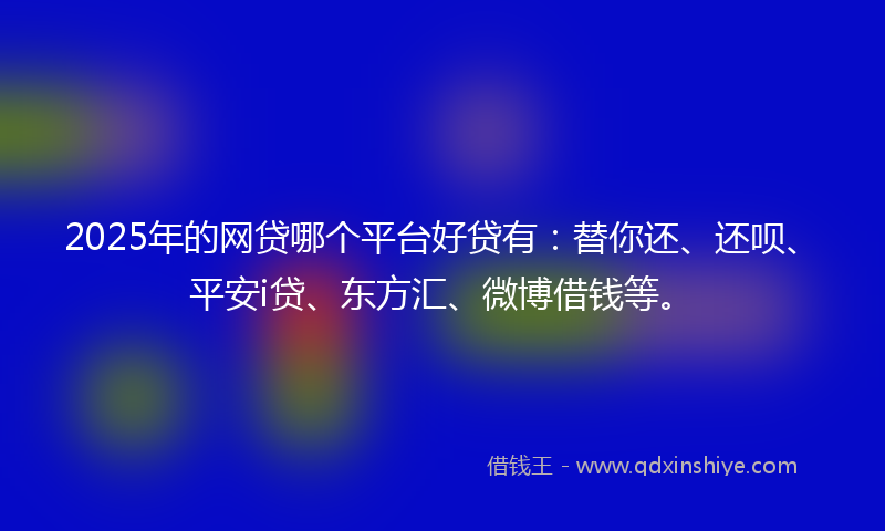 2025年的网贷哪个平台好贷有：替你还、还呗、平安i贷、东方汇、微博借钱等。