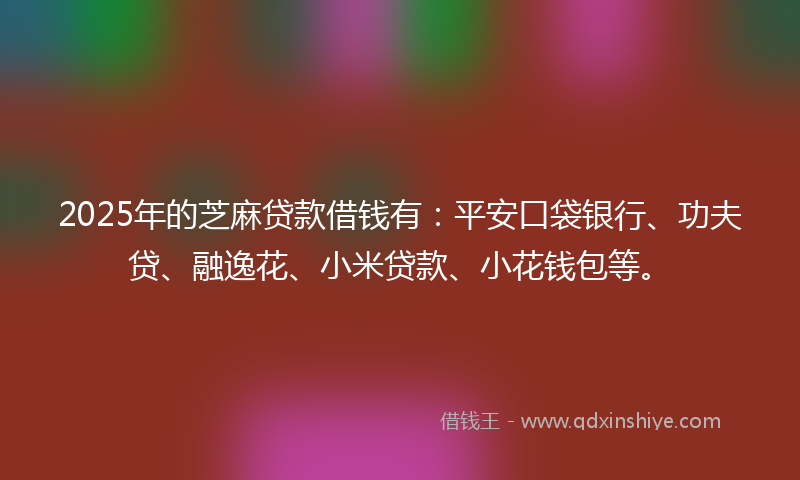2025年的芝麻贷款借钱有：平安口袋银行、功夫贷、融逸花、小米贷款、小花钱包等。