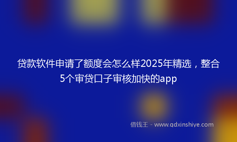 贷款软件申请了额度会怎么样2025年精选，整合5个审贷口子审核加快的app
