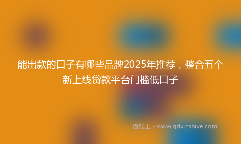 能出款的口子有哪些品牌2025年推荐，整合五个新上线贷款平台门槛低口子