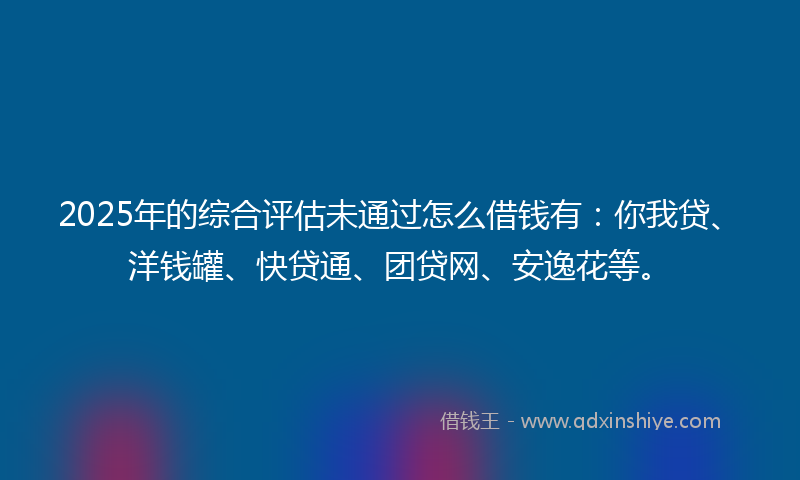 2025年的综合评估未通过怎么借钱有：你我贷、洋钱罐、快贷通、团贷网、安逸花等。