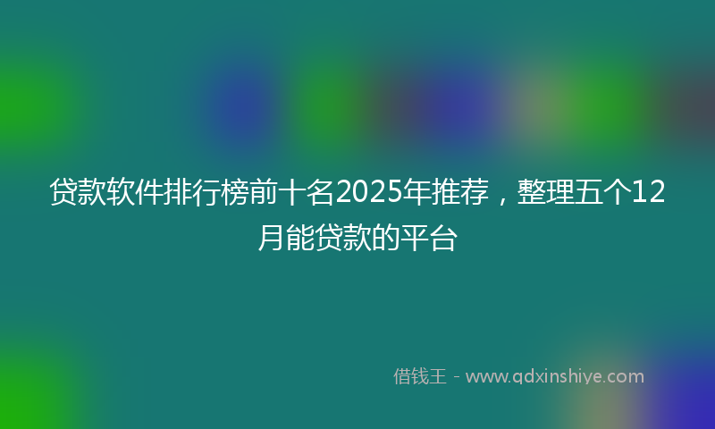 贷款软件排行榜前十名2025年推荐，整理五个12月能贷款的平台