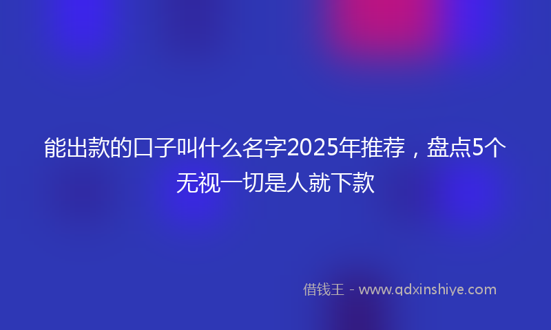 能出款的口子叫什么名字2025年推荐，盘点5个无视一切是人就下款