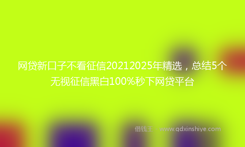 网贷新口子不看征信20212025年精选，总结5个无视征信黑白100%秒下网贷平台