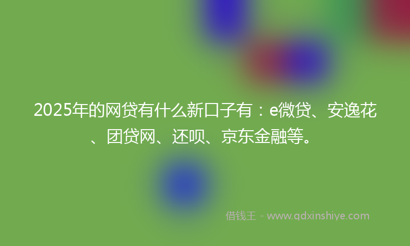 2025年的网贷有什么新口子有：e微贷、安逸花、团贷网、还呗、京东金融等。
