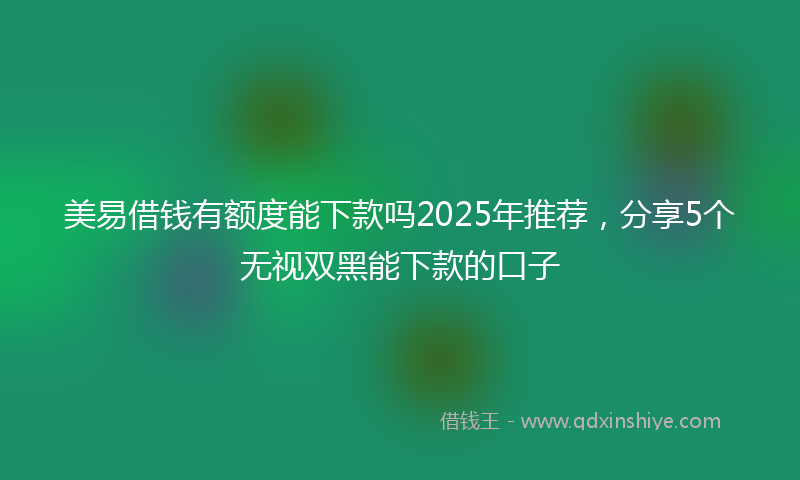 美易借钱有额度能下款吗2025年推荐，分享5个无视双黑能下款的口子