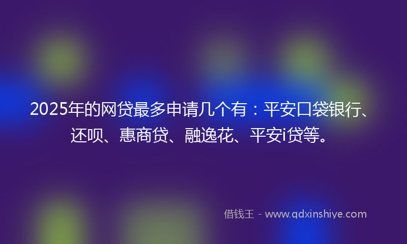 2025年的网贷最多申请几个有：平安口袋银行、还呗、惠商贷、融逸花、平安i贷等。