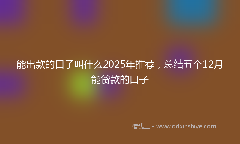 能出款的口子叫什么2025年推荐，总结五个12月能贷款的口子
