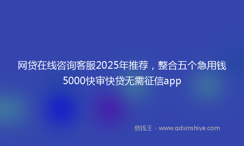 网贷在线咨询客服2025年推荐，整合五个急用钱5000快审快贷无需征信app