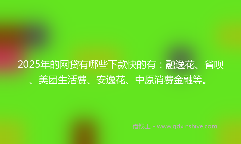 2025年的网贷有哪些下款快的有：融逸花、省呗、美团生活费、安逸花、中原消费金融等。