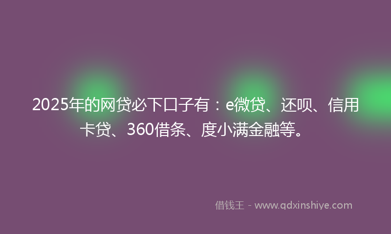 2025年的网贷必下口子有：e微贷、还呗、信用卡贷、360借条、度小满金融等。