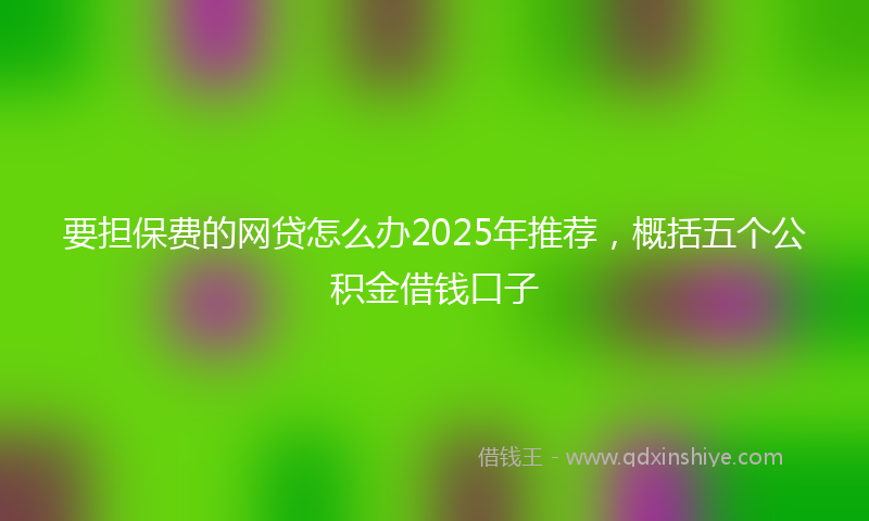 要担保费的网贷怎么办2025年推荐，概括五个公积金借钱口子